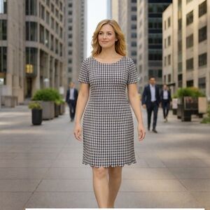 Preston & York Black and White Patterned Short Sleeve Dress - Size XXL